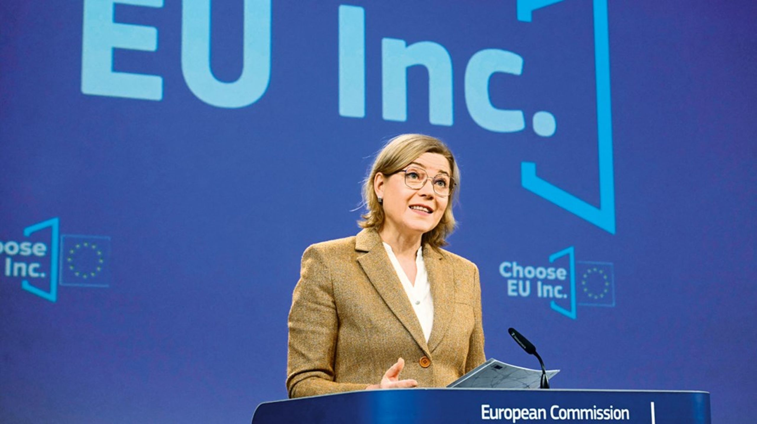 EU-kommissær for tech-suverænitet, sikkerhed og demokrati, Henna Virkkunen, præsenterer forslaget om EU Inc.