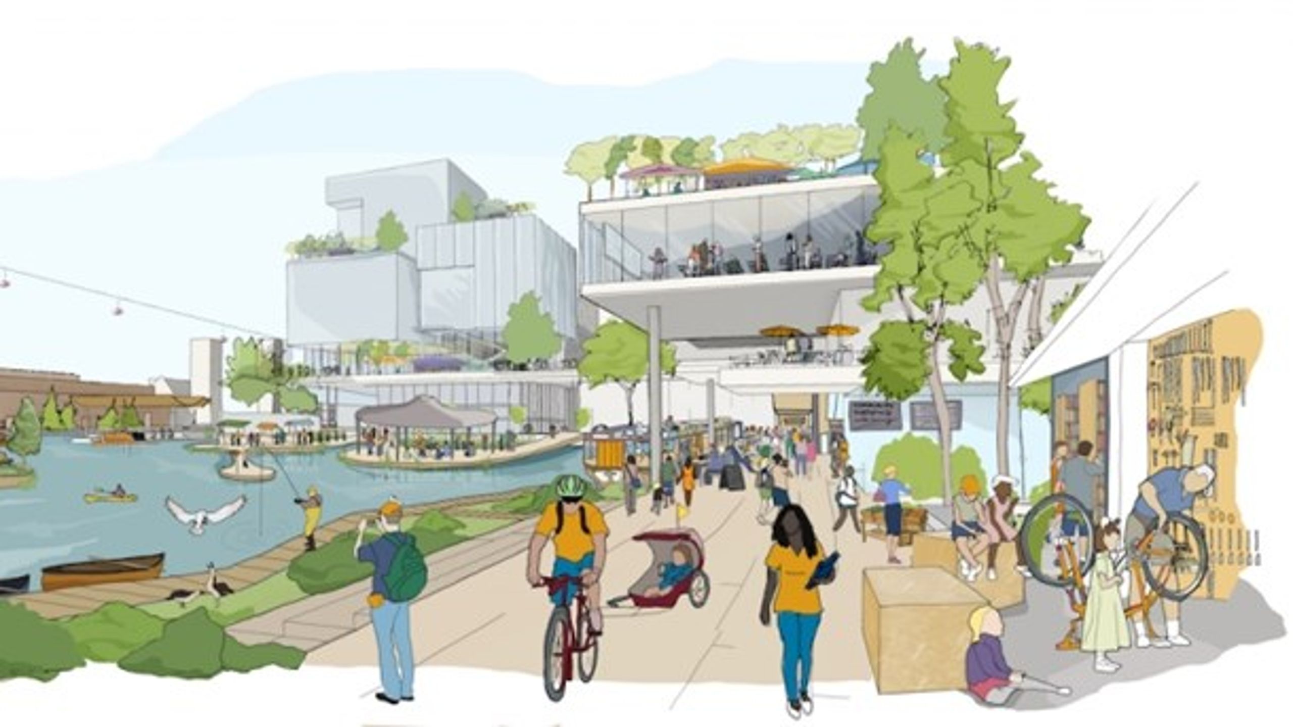 Vision for det offentlige byrum i den nye bydel Quayside i den østlige del af Torontos havnefront.