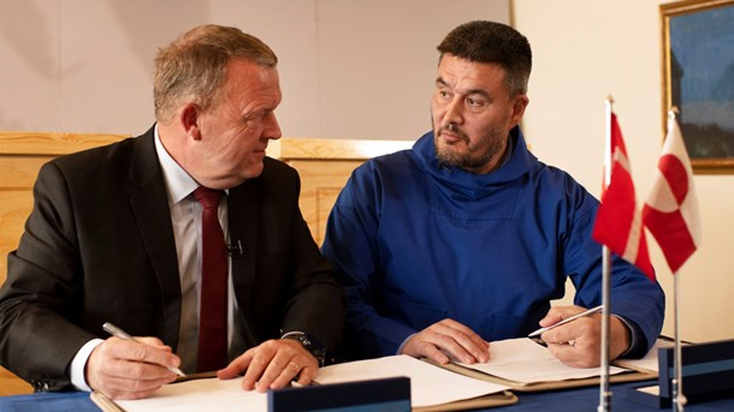 Statsminister Lars Løkke Rasmussen og Kim Kielsen, formand for Naalakkersuisut (Grønlands Landsstyre), mødtes 10. september&nbsp;i Nuuk.