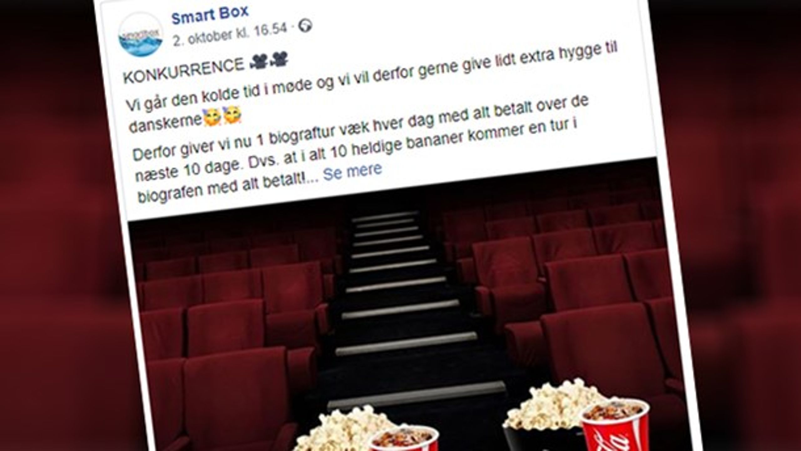 Smartbox misbruges i ny svindelkonkurrence om en tur i biografen med alt betalt.